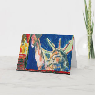 Modern Dam Liberty Watercolor Colorful vycard Kort