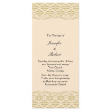 Modern Damask i Bröllopsprogrammet Guld i Elfenben