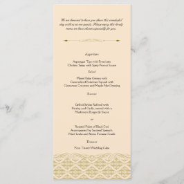 Modern Damask i Ivory Guld Bröllop Menu Meny