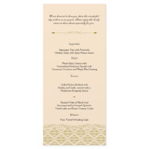 Modern Damask i Ivory Guld Bröllop Menu