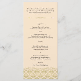 Modern Damask i Ivory Guld Bröllop Menu Meny