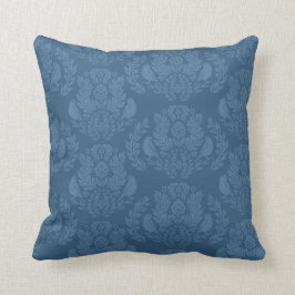 Modern Damask med fåglar och blommor Kudde