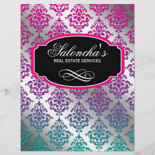 Modern Damask Real Gods Flyer Rosa Silver