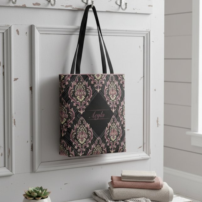 Modern Damask Ro Guld och Glitter Tygkasse (Skapare uppladdad)