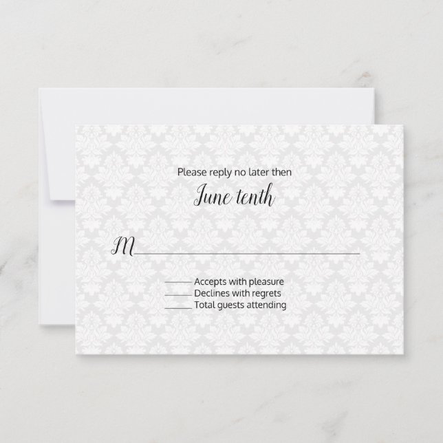 Modern Damask Wedding OSA kort (Framsida)