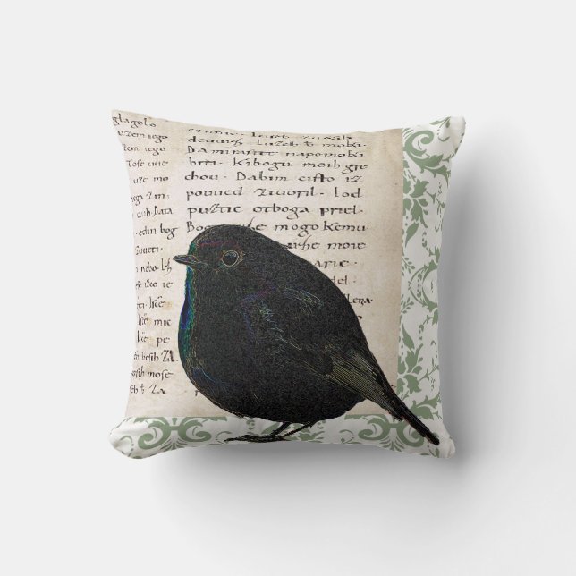 Modern damast för grönt för manuskript för kudde (Framsida)