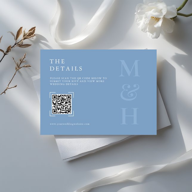 Modern Damblå QR-kod Bröllops Online RSVP-kort Tilläggskort (Skapare uppladdad)