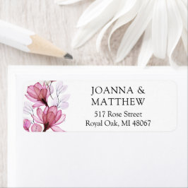 Modern Damigels Rosa Blommig Bröllopsreturadress Returadress Etikett