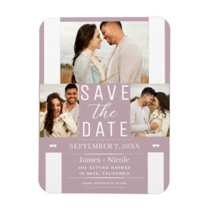 Modern Damigulsrosa Save the Date Bröllopsfoto Magnet