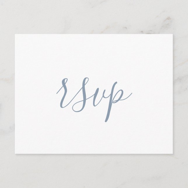 Modern Dammblå Minimalistisk Bröllops-RSVP Vykort (Framsida)
