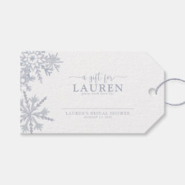 Modern dammblå snöflinga presentkortsetikett utan  presentetikett