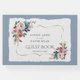 Modern Dammig blå disig rosa bröllop  Gästböcker