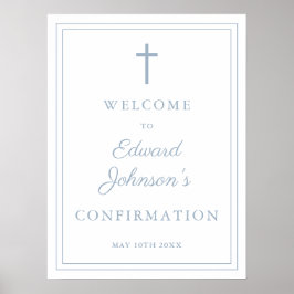 Modern dammig blå kant bekräftelse välkomstskylt poster