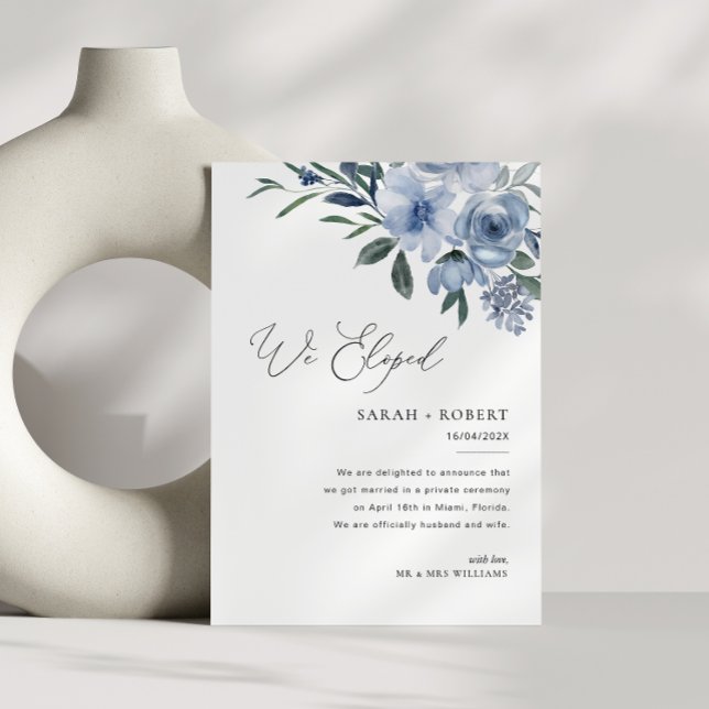 Modern dammig blå script bröllopsannons tack kort (Skapare uppladdad)