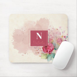 Modern dammig blommigt l Elegant gräns burgandy ro Musmatta