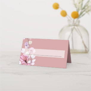 Modern dammig ros genomskinlig blomstervigsel placeringskort