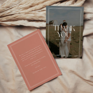 Modern Dammig Rosa Fet Typografi Bröllopsfoto Tack Kort