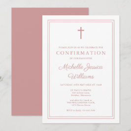 Modern dammig rosaröd kant bekräftelse inbjudningar