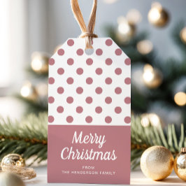Modern Dammrosa God Jul Presentetikett