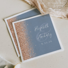 Modern Dammt blå persika glitter bröllop Pappersservett