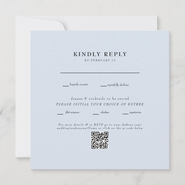 Modern Dammtor Blå Fyrkantig Bröllops QR-kod RSVP (Framsida)