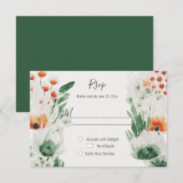 Modern Dämpad Orange Grön Akvarell Blommig OSA Kort