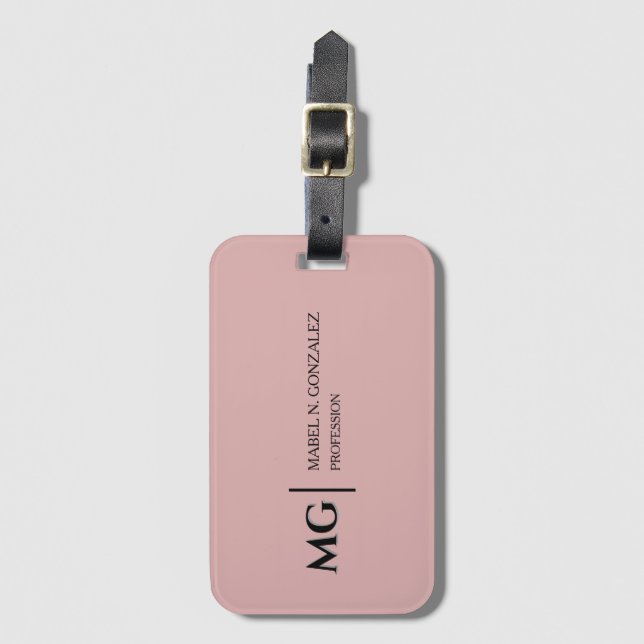 Modern Damrosa Trendig Stilren Monogram Bagagebricka (Framsida vertikal)
