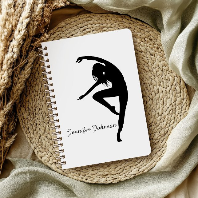 Modern Dancer Silhouette Black and White Anteckningsbok (Skapare uppladdad)