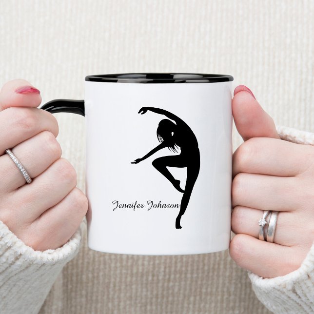 Modern Dancer Silhouette Dance Två-Tonad Mugg (Skapare uppladdad)