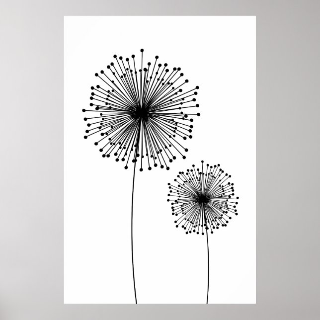 Modern Dandelion Flower ANPASSNINGSBAR FÄRG Poster (Framsidan)