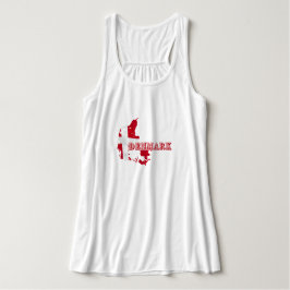 Modern Danmark Dansk Brev KARTA Flagga Souvenir Linne Med Racerback