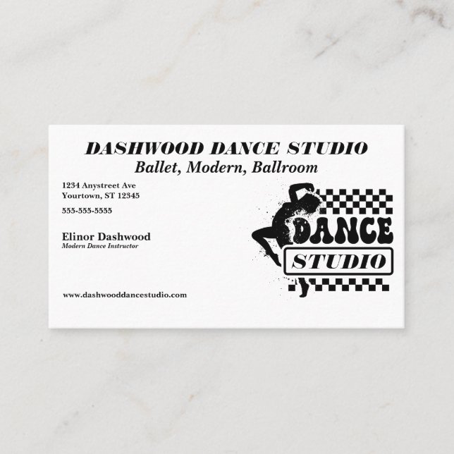 Modern dansare med Frame Dance Studio Visitkort (Framsida)