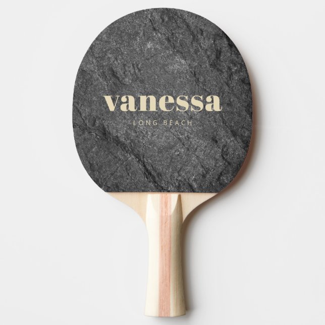 Modern Dark Granite Minimal Modern Classic Name Pingisracket (Framsidan)