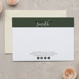 Modern Dark Green Script Flat Note Card Anteckningskort