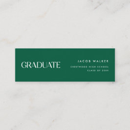 Modern Dark Green Striped Graduation Name Card Mini Visitkort