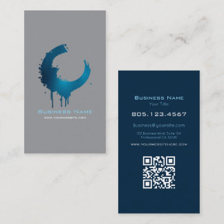 Modern Dark Grey & Blue Paint Swirl | Custom Visitkort
