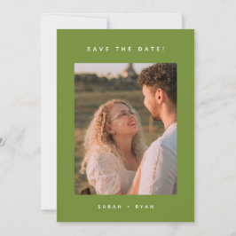 Modern Dark Olive Green Engagement Photo Wedding Spara Datumet