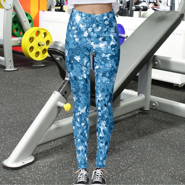 Modern Dark Pastel Light Azure Sparkling Glitter Leggings (Skapare uppladdad)