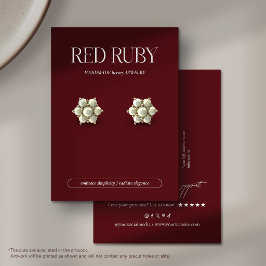Modern Dark Red Earring Display Card Visitkort