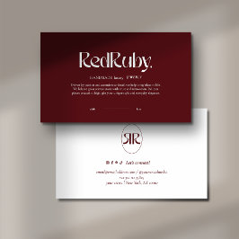Modern Dark Red Minimalist Business Card Visitkort
