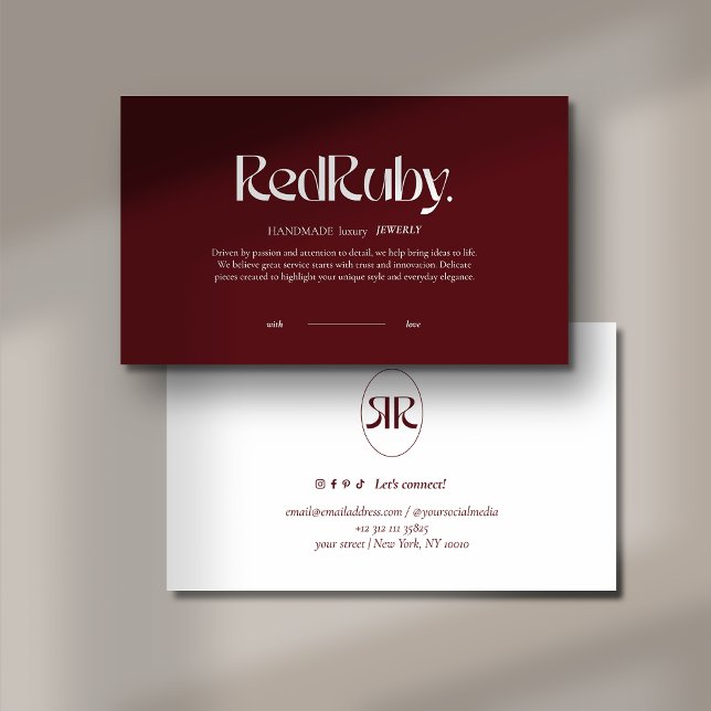 Modern Dark Red Minimalist Business Card Visitkort (Skapare uppladdad)