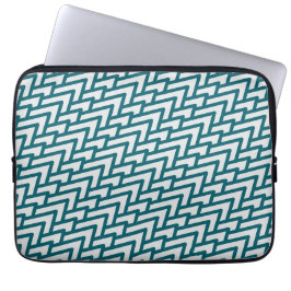 Modern Dark Teal Geometric Pattern on Light Gray Laptop Fodral