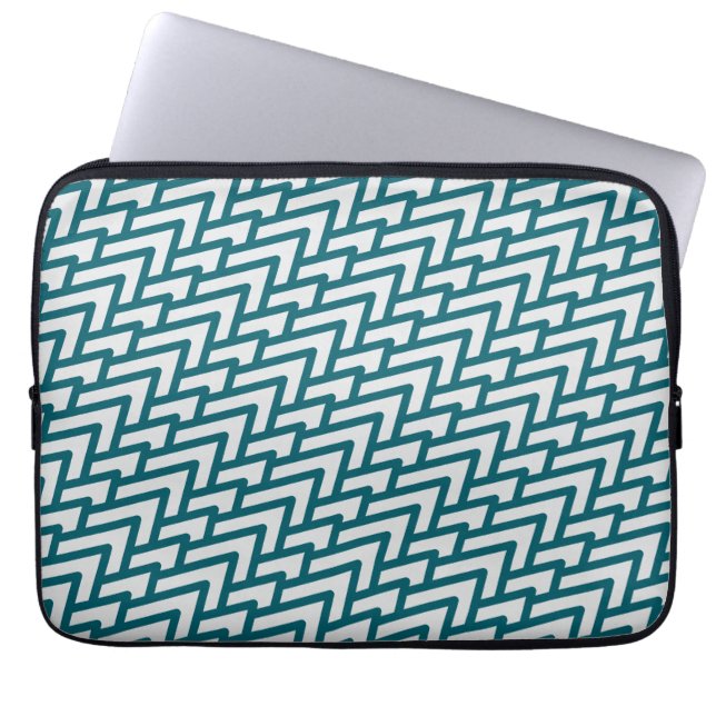Modern Dark Teal Geometric Pattern on Light Gray Laptop Fodral (Framsidan)