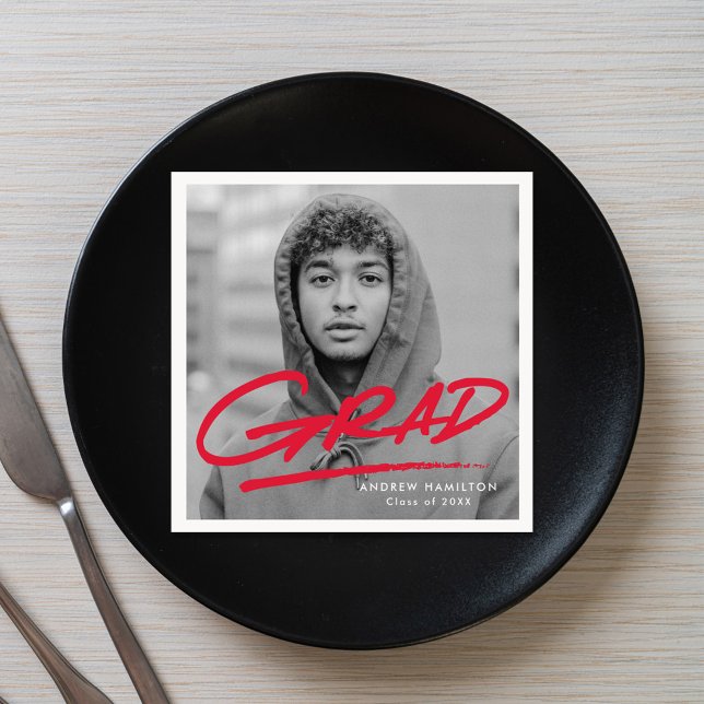 Modern Dashad Grad Red Photo Studenten Pappersservett (Skapare uppladdad)