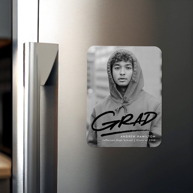 Modern Dashat Black Photo Studenten Magnet (Skapare uppladdad)