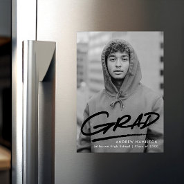 Modern Dashat Black Photo Studenten Magnetisk Inbjudningskort