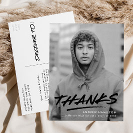 Modern Dashat Black Photo Studenten Tack Vykort