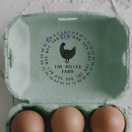 Modern Date & Chicken Farm Namn Personlig Egg Självfärgande Stämpel