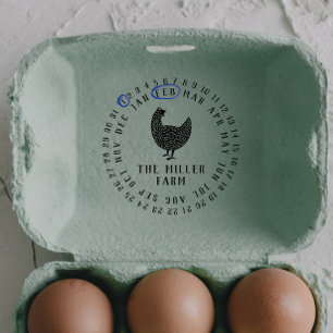 Modern Date & Chicken Farm Namn Personlig Egg Självfärgande Stämpel