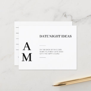 Modern Date Night Ideas Bröllopskort Vykort